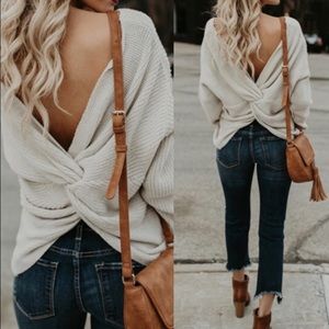 BNWT twist back reversible sweater